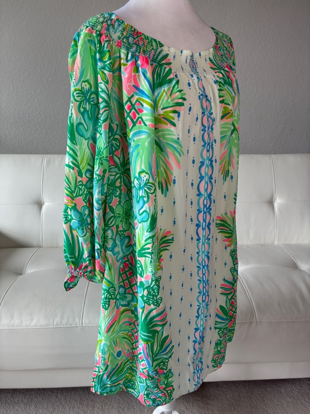 Lilly Pulitzer Tropical Print Midi Dress in Green, Pink, Blue, White